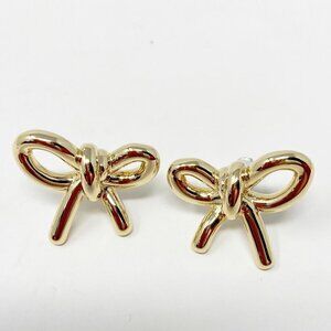 Gold Tone Bow Stud Earrings